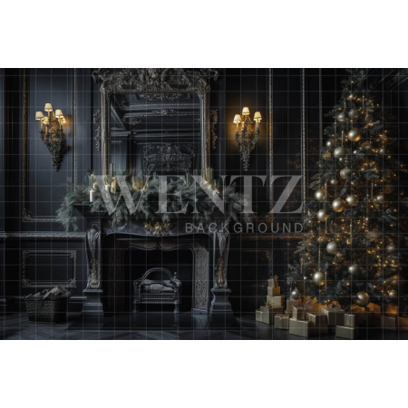 Fabric Photography Background Gray Christmas Room / Backdrop 3875