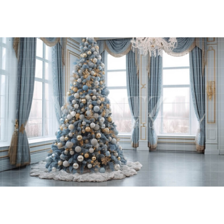 Fabric Photography Background Room with Christmas Tree / Backdrop 3886
