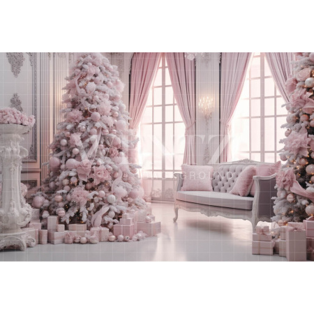 Fabric Photography Background Baby Pink Christmas Room / Backdrop 3904