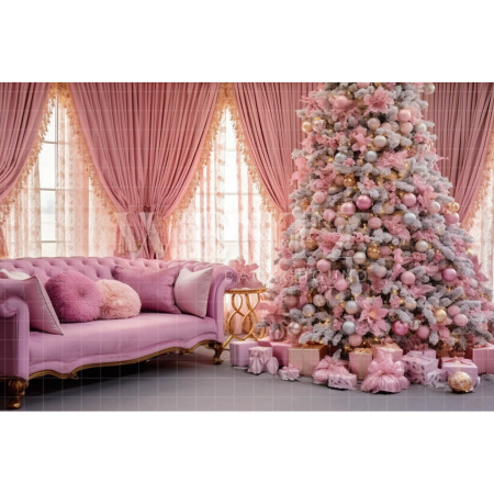 Fabric Photography Background Pink Christmas Room / Backdrop 3906