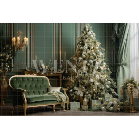 Fabric Photography Background Green Set with Sofa / Backdrop 3920