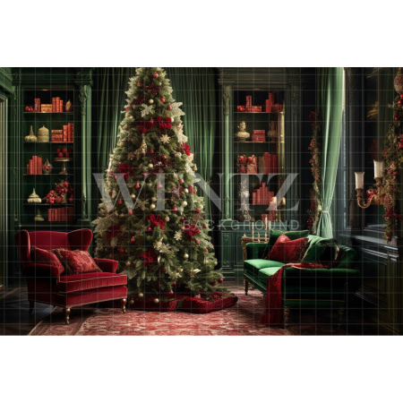 Fabric Photography Background Green and Red Christmas Set / Backdrop 3922