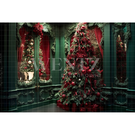 Fabric Photography Background Green and Red Christmas Set / Backdrop 3923
