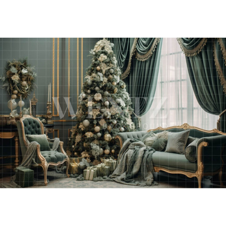 Fabric Photography Background Luxury Christmas Room / Backdrop 3927