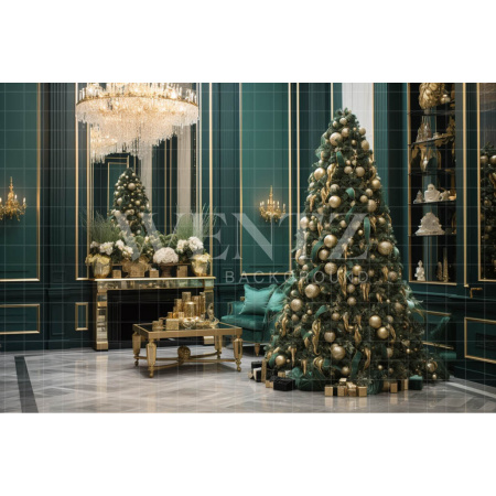 Fabric Photography Background Luxury Christmas Room / Backdrop 3928