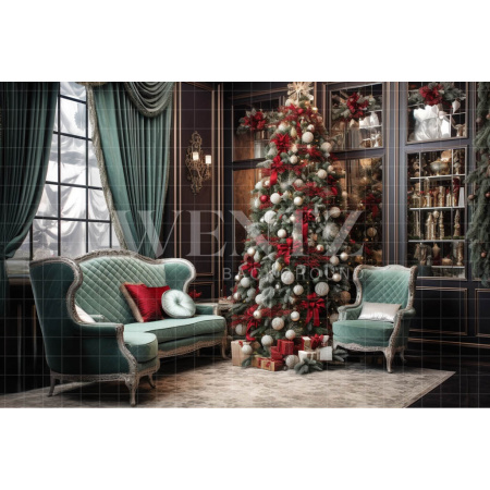 Fabric Photography Background Luxury Christmas Room / Backdrop 3929