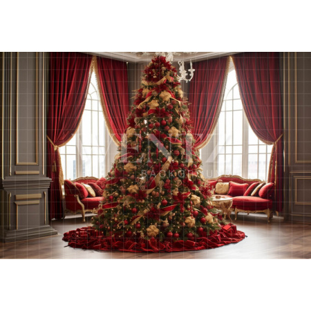 Fabric Photography Background Red Christmas Room / Backdrop 3936