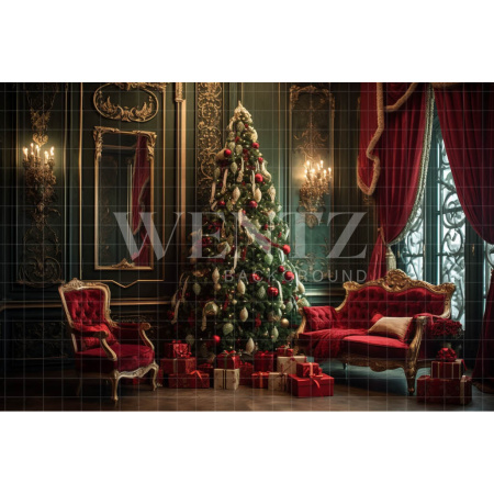Fabric Photography Background Green and Red Christmas Set / Backdrop 3938