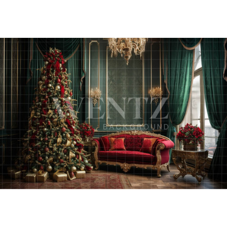 Fabric Photography Background Christmas Set with Couch / Backdrop 3945