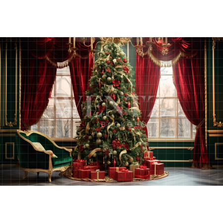 Fabric Photography Background Christmas Set with Couch / Backdrop 3947