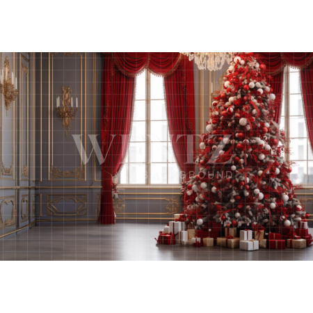 Fabric Photography Background Red Christmas Tree / Backdrop 3954