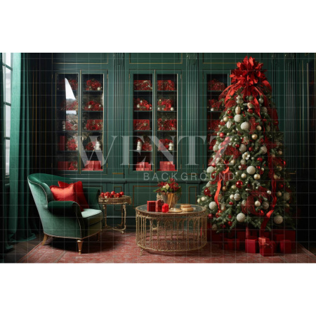 Fabric Photography Background Christmas Room / Backdrop 3968