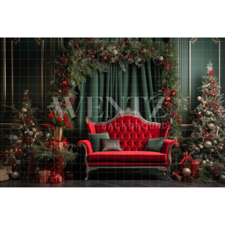 Fabric Photography Background Christmas Interior / Backdrop 3971