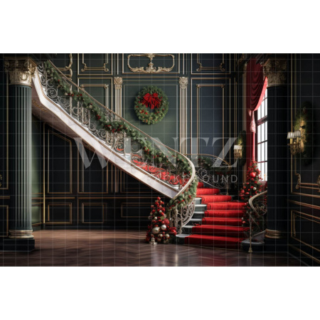 Fabric Photography Background Christmas Staircase / Backdrop 3973