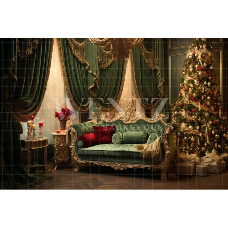 Fabric Photography Background Classic Christmas Room / Backdrop 3981