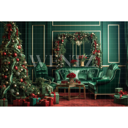 Fabric Photography Background Classic Christmas Room / Backdrop 3983