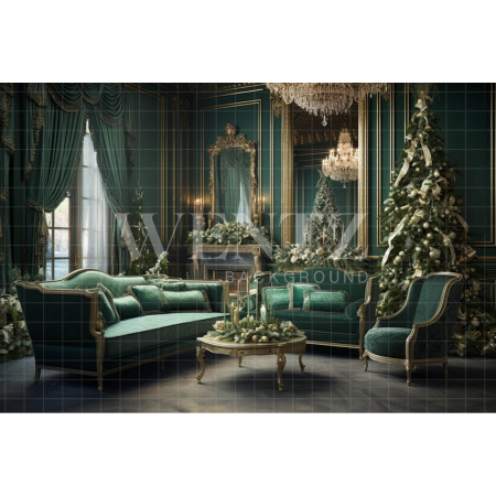 Fabric Photography Background Classic Christmas Room / Backdrop 3984