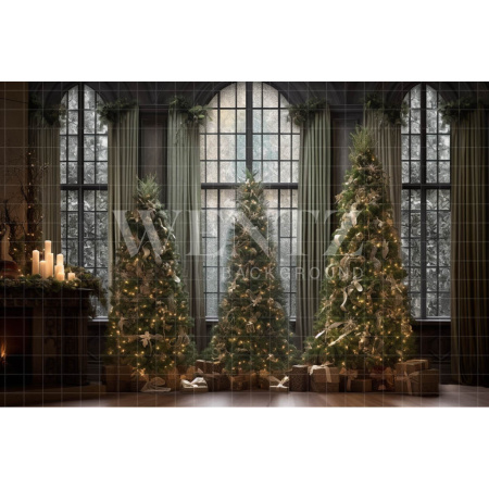 Fabric Photography Background Christmas Trees / Backdrop 3994