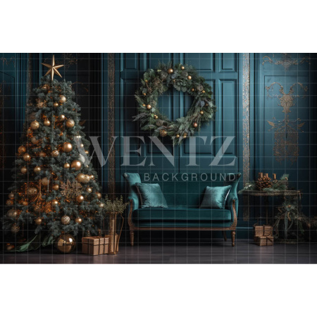 Fabric Photography Background Blue Christmas Set / Backdrop 4001