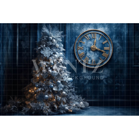 Fabric Photography Background Blue Set with Clock / Backdrop 4002