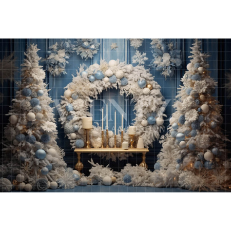 Fabric Photography Background Set with Christmas Wreath / Backdrop 4009