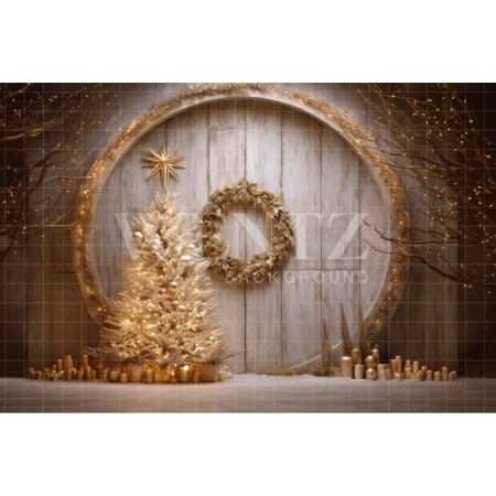 Fabric Photography Background Gold Christmas Tree / Backdrop 4012