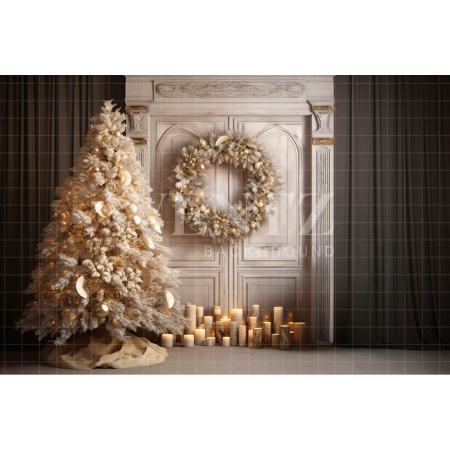 Fabric Photography Background White and Gold Christmas Set / Backdrop 4016