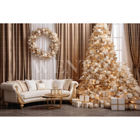 Fabric Photography Background Gold and White Christmas Set / Backdrop 4019