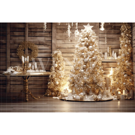 Fabric Photography Background Gold Christmas Set / Backdrop 4025