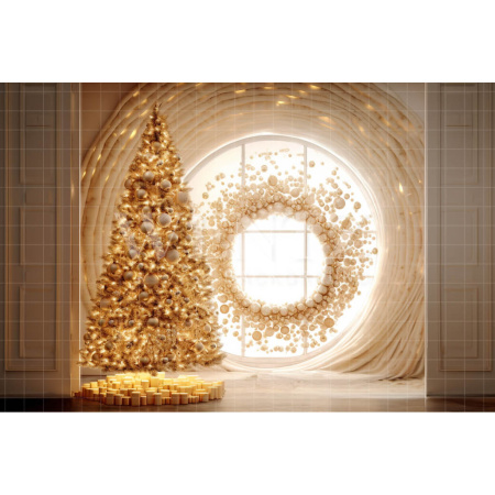 Fabric Photography Background Gold Christmas Set / Backdrop 4027