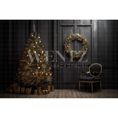 Fabric Photography Background Gold and Black Christmas Set / Backdrop 4028
