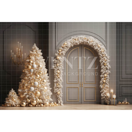 Fabric Photography Background Christmas Door / Backdrop 4029
