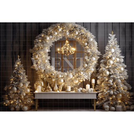 Fabric Photography Background Gold Christmas Set / Backdrop 4033