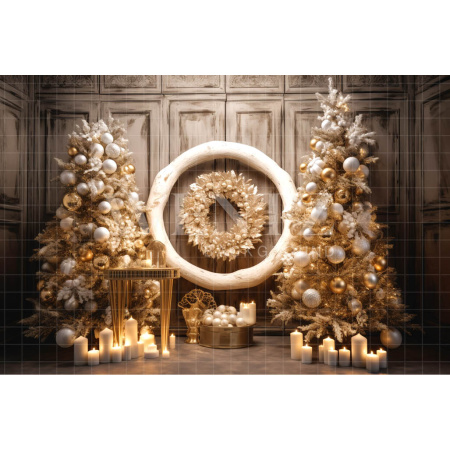 Fabric Photography Background Gold Christmas Set / Backdrop 4035