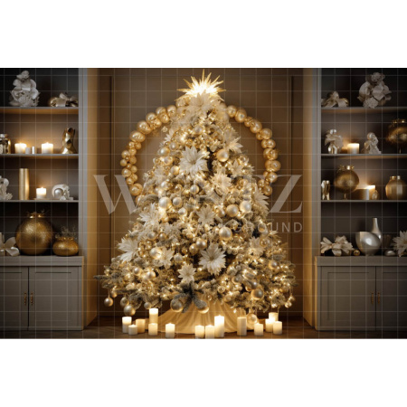 Fabric Photography Background Gold Christmas Set / Backdrop 4036