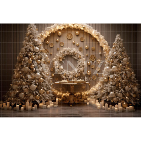 Fabric Photography Background Gold Christmas Decoration / Backdrop 4041