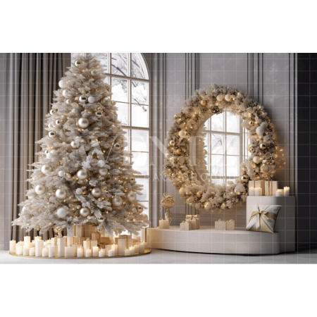 Fabric Photography Background Luxury Christmas Room / Backdrop 4042
