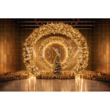 Fabric Photography Background Gold Christmas / Backdrop 4044