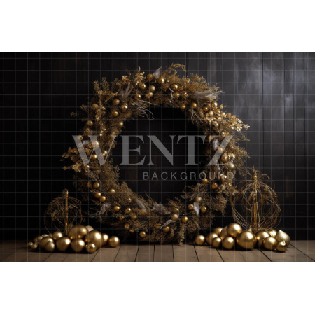 Fabric Photography Background Christmas Wreath / Backdrop 4047