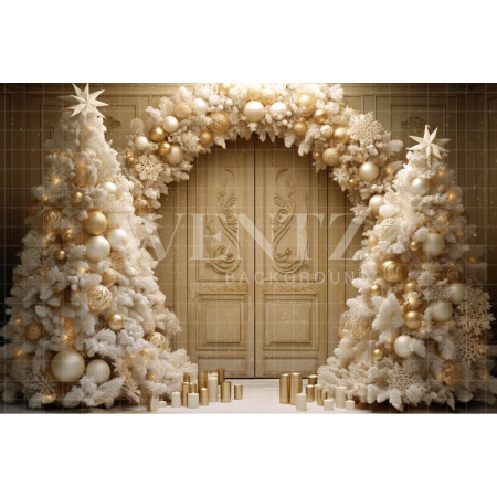 Fabric Photography Background Christmas Door / Backdrop 4048
