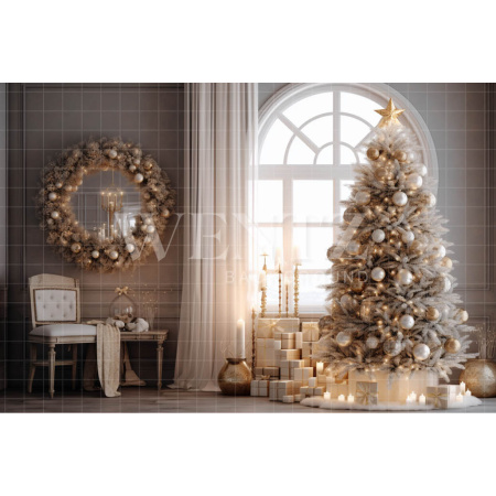 Fabric Photography Background Christmas Room / Backdrop 4049