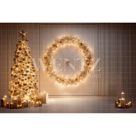 Fabric Photography Background Christmas Set with Golden Lights / Backdrop 4054