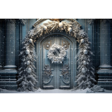 Fabric Photography Background Blue Door / Backdrop 4058