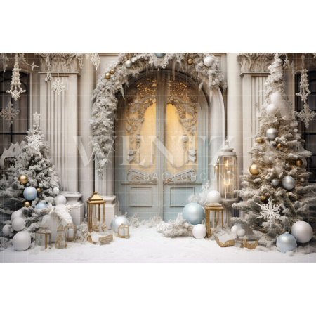 Fabric Photography Background Christmas Door / Backdrop 4071