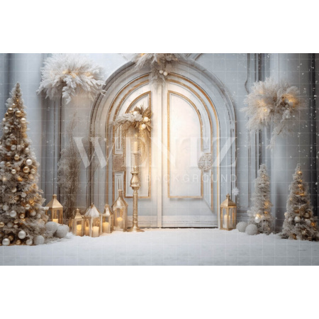 Fabric Photography Background White and Gold Christmas Set / Backdrop 4072