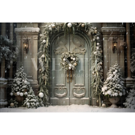 Fabric Photography Background Christmas Door / Backdrop 4081