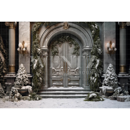 Fabric Photography Background Christmas Door / Backdrop 4082