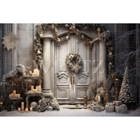 Fabric Photography Background Christmas Door / Backdrop 4090