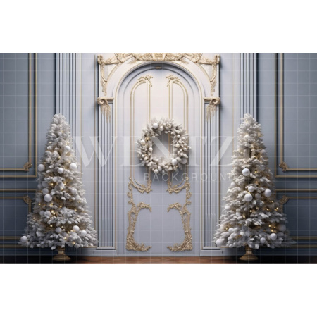 Fabric Photography Background Christmas Door / Backdrop 4091