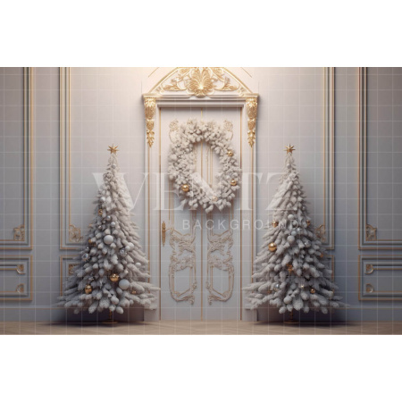 Fabric Photography Background Christmas Door / Backdrop 4092